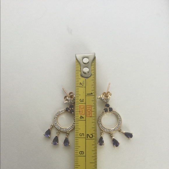 10k IOLITE CHANDELIER EARRINGS - Picture 2 of 6